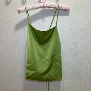 Leyden Lime Green Cowl Neck Spaghetti Strap Camisole Top